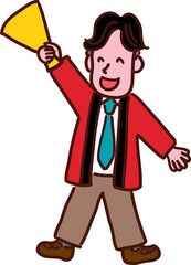 ハッピを着た男性店員