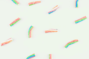 Top view of yummy jelly candies.