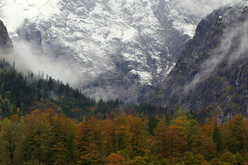 The Königssee is a natural lake in the extreme southeast Berchtesgadener Land district of the German state of Bavaria, near the Austrian border