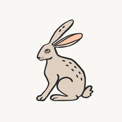Hand drawn veсtor illustration of a hare isolated on light background