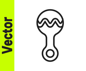 Black line Rattle baby toy icon isolated on white background. Beanbag sign. Vector.