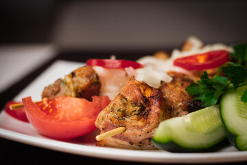 Shish kebab with vegetables