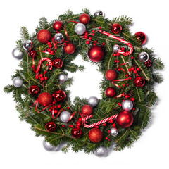 Fototapeta premium Christmas fir wreath isolated