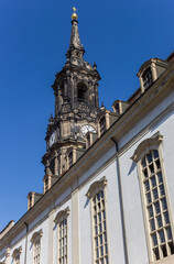 Tower of the Dreikonigskirche church in Dresden, Germany