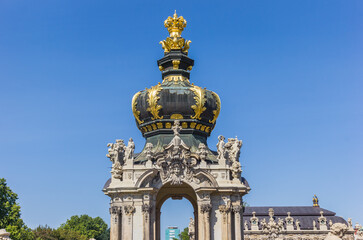 Crown of the Kronentor gate in the Zwinger complex of Dresden, Germany