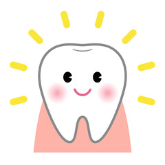 かわいい歯のアイコン　健康で白く輝く歯