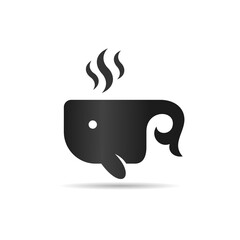 cup logo with whale concept