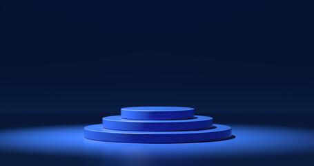 Blank round blue platform for product advertising