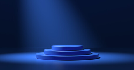 Blank round blue platform for product advertising