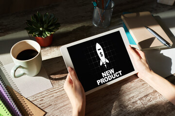 New product development business concept on device screen.