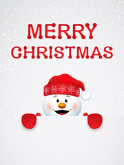 Snowman. Christmas poster, banner. Vector illustration