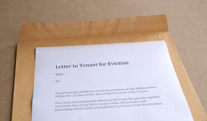 Letter to tenant for eviction