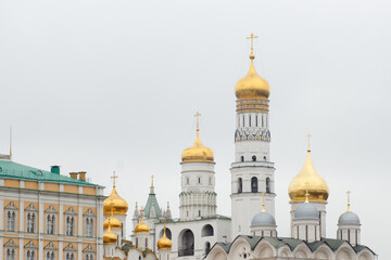 Fototapeta na wymiar Moscow, Russia. The Kremlin. Ivan The Great bell tower and cathedrals