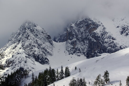 Dachstein Glacier is a glacier[1] located above the town of Ramsau am Dachstein in Austria. Snow is at the top of the glacier throughout the year. This mountain is located south of Salzburg. 
