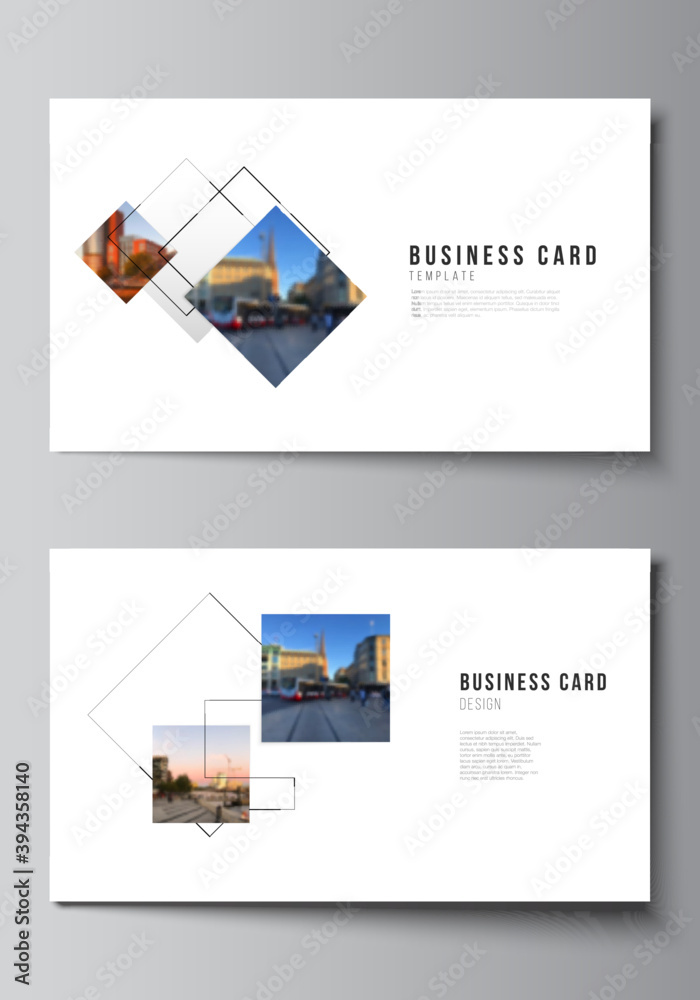 Sticker vector layout of two creative business cards design templates, horizontal template vector design wit