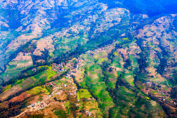 Kathmandu valley aerial panoramic view, Nepal