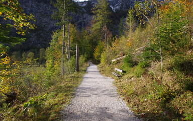 Fototapeta na wymiar Altausseer See (Altausseersee) in Austria. Naturschutzgebiet Altaussee.