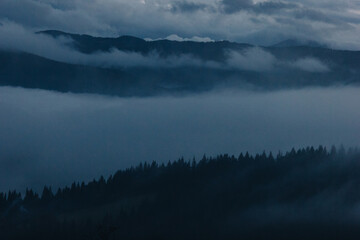 Misty landscape in the Carpathians