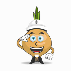 The Garlic mascot character becomes a sailor. vector illustration