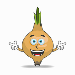 Garlic mascot character with smile expression. vector illustration