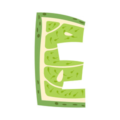 Lime in a form of letter E - fruit lettering design. Vector illustration.
