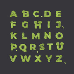 Vegetable lettering poster, alphabet design on a dark background. Vector illustration.