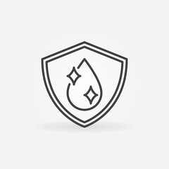 Shield with Water Drop linear vector concept icon or logo element