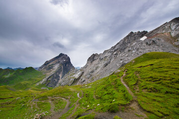 Fototapeta na wymiar mountain landscape with clouds (austrian alps - lünersee/schweizer Tor)