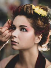 Portrait of a beautiful woman in beauty salon