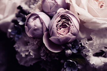 Floral bouquet as gift, rose flowers arrangement at flower shop or online delivery, romantic...