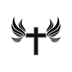 Christian cross icon with beautiful dove. Vector illustration