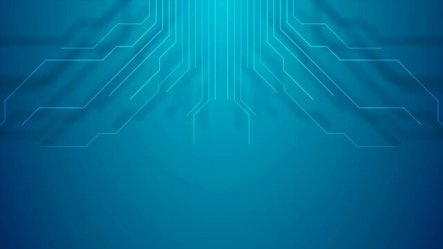 Bright blue circuit board chip lines tech motion background. Video animation Ultra HD 4K 3840x2160