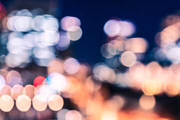 Blur light Bokeh background of Tokyo city at night