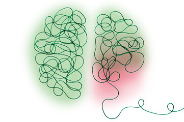 Mit Fäden und Farben dargestelltes menschliches Gehirn als Symbolbild für neurologische...