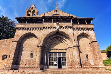 Fototapeta na wymiar Facade of the medieval church of San Flaviano Martire in Montefiascone (Italy)