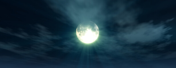 full moon at night cloud sky, illustration