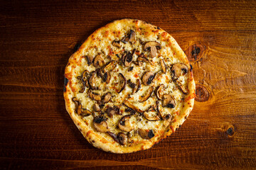 Pizza with mushrooms and garlic