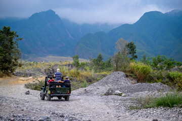 Lava tour jeep in kaliadem, kaliurang, yogyakarta, indonesia © Jaya