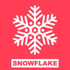 winter snowflake vector illustration silhouette icon isolated on red color background. Great for cards, web, happy, printing, templates, books, etc.