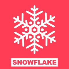 winter snowflake vector illustration silhouette icon isolated on red color background. Great for cards, web, happy, printing, templates, books, etc.