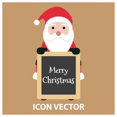Christmas cartoon illustration set isolated on color background. Cute happy Santa characters with boards. Good for Christmas cards, banners, tags and labels.