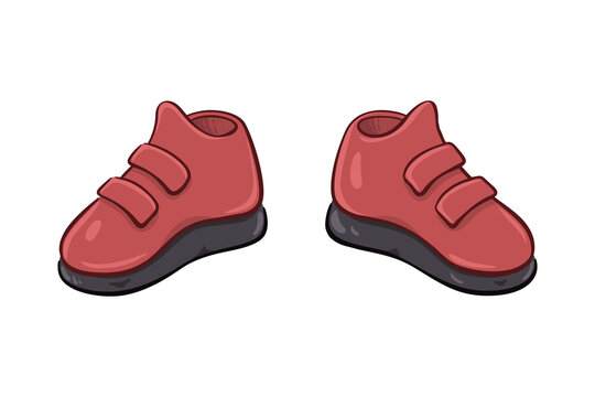 Outlined illustration of a pair of cartoon weightlifting boots. On white background