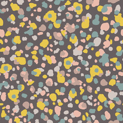 Spots abstract vector pattern. Animal print seamless texture. Colorful leopard, cheetah animal skin background.