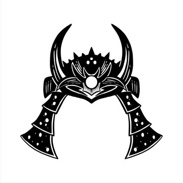 recommend clip art: hand drawn sketch of a samurai helmet dark version.