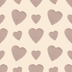 seamless pattern of cardboard hearts on the background of set sail champagne color