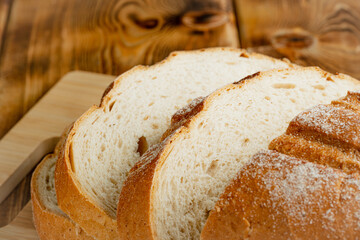 wheat bread on a wooden table