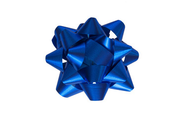 Blue ribbon for gifts, bows for gifts isolated on the white background. Gift wrap.