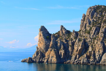 Fototapeta na wymiar rock in the sea. Golitsyn's trail Crimea