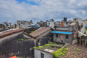 Fototapeta premium Top view of buildings and houses in India