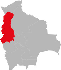 La paz department isolated on bolivia map. Business backgrounds and Backdrops.